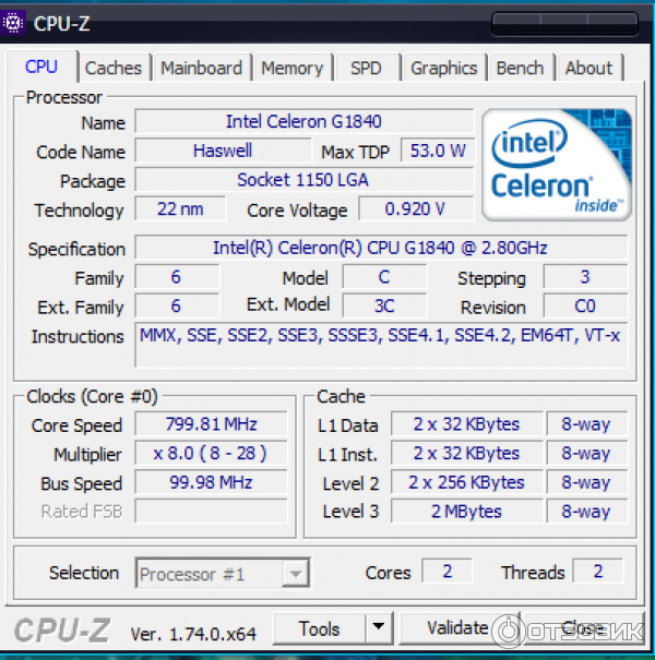 Процессор Intel Celeron G1840 фото