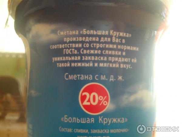 Сметана Большая кружка 20% фото