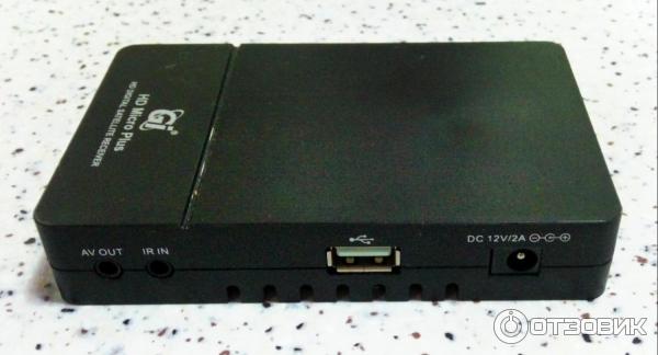 Cпутниковый DVB-S2 ресивер GI HD MicroPlus. Разъемы USB, питание 12V, AV JACK, remote JACK