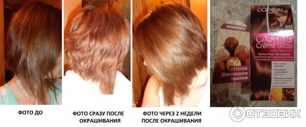 Краска-уход для волос L'oreal Casting Creme Gloss, без аммиака, оттенок 635 шоколадное пралине