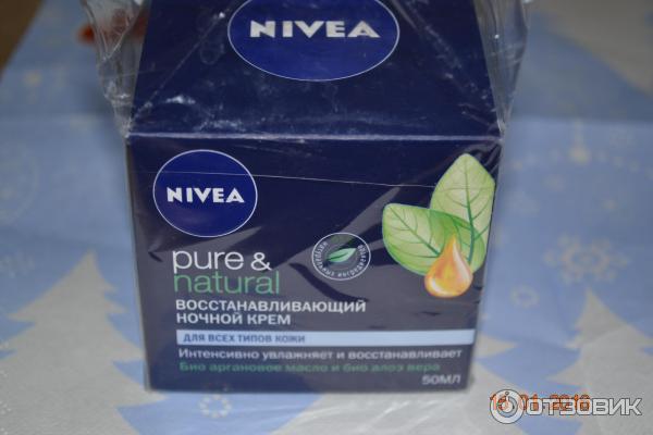 Восстанавливающий ночной крем для лица Nivea Visage Pure & Natural фото