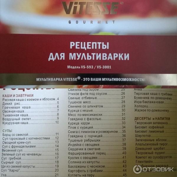 Вкусные рецепты для мультиварки Витес – фото приготовления блюд в Vitesse