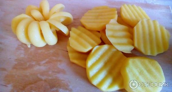 Рифленые дольки и спиралька из картошки