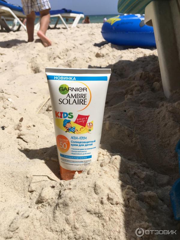 Солнцезащитный крем Garnier ambre solaire kids аква-крем SPF 50 фото