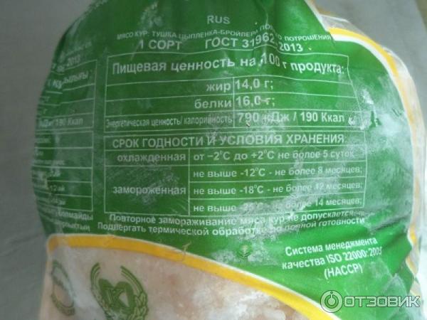 Пищевая ценность продукта