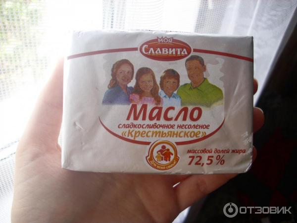 Масло сладко-сливочное несоленое Крестьянское Моя Славита 72,5% фото