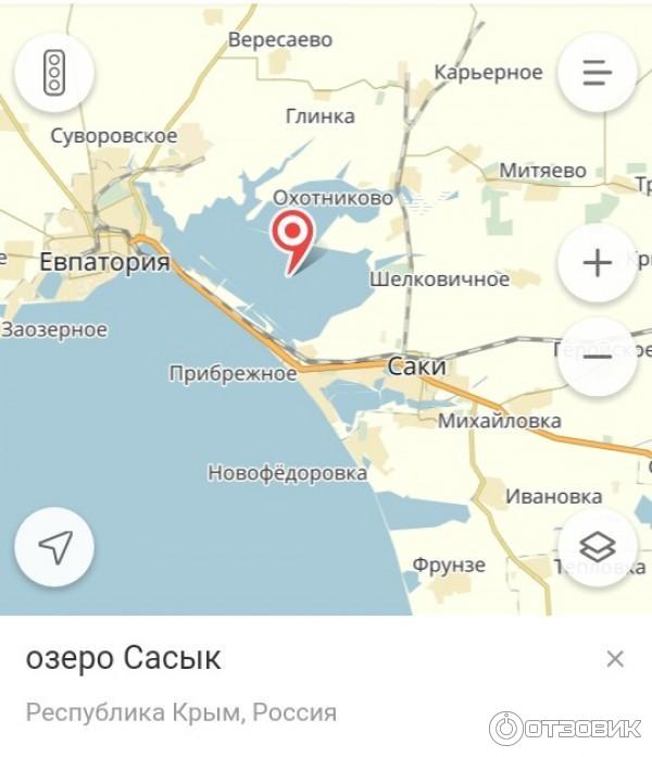 Сакское озеро на карте