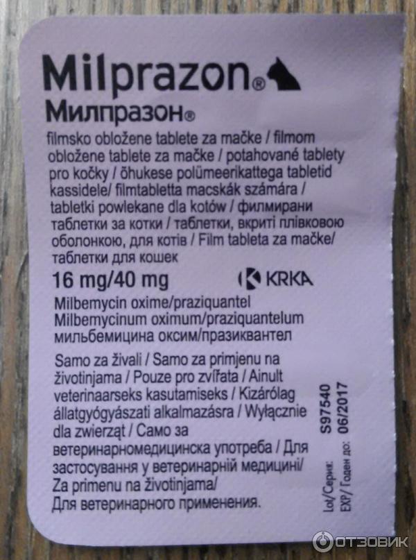 Милпразон инструкция для кошек