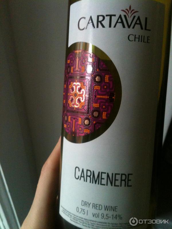 Вино столовое сухое красное Cartaval Carmenere фото