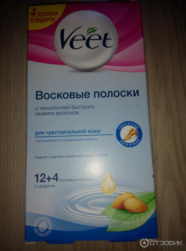 Восковые полоски Veet с витамином Е и миндальным маслом фото