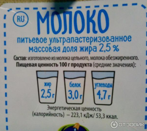 Молоко ультрапастеризованное Вкуснотеево 2,5% фото