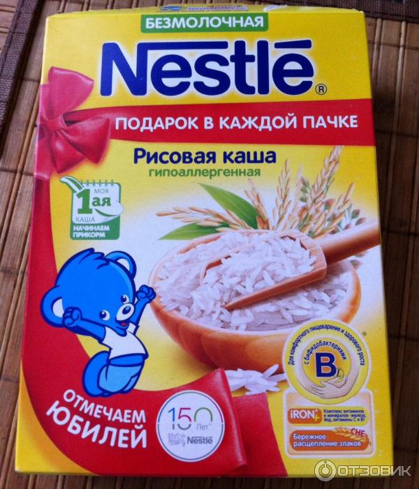 Детская безмолочная рисовая каша Nestle гипоаллергенная фото