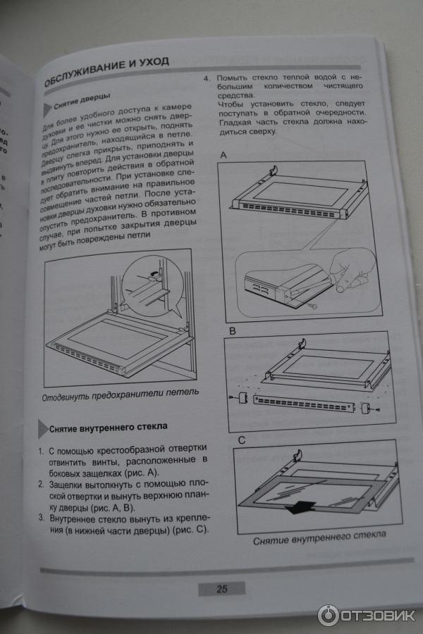 снятие дверцы плиты