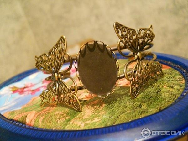 Заготовка браслет Antique Bronze Filigree Butterfly Cabochon Setting Bangles Bracelets фото