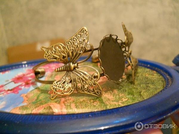 Заготовка браслет Antique Bronze Filigree Butterfly Cabochon Setting Bangles Bracelets фото